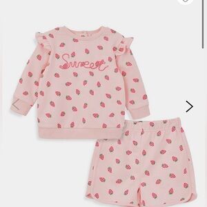 Little Me Sweet Strawberry Sweatshirt and short Set